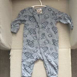 H&M Light Blue Space-Themed Kids Footie